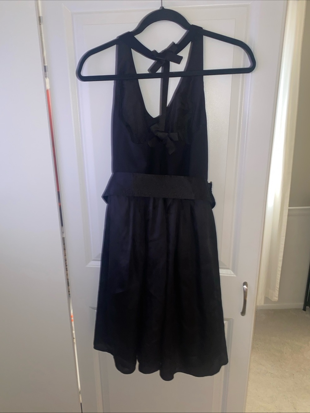 White by Vera Wang Ebony‎ Black Cocktail Prom Dress Size 6 Bows